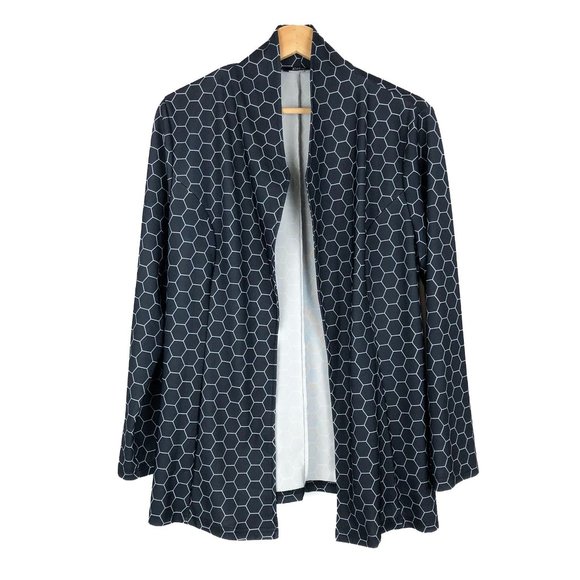 Lily by Firmiana Navy Black Honeycomb Hexagon Open Cardigan XL - Picture 1 of 7